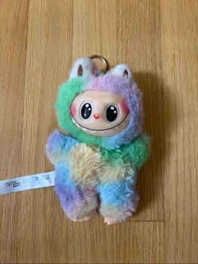 Rainbow Pastel Fuzzy Monster Keychain Plush labubu